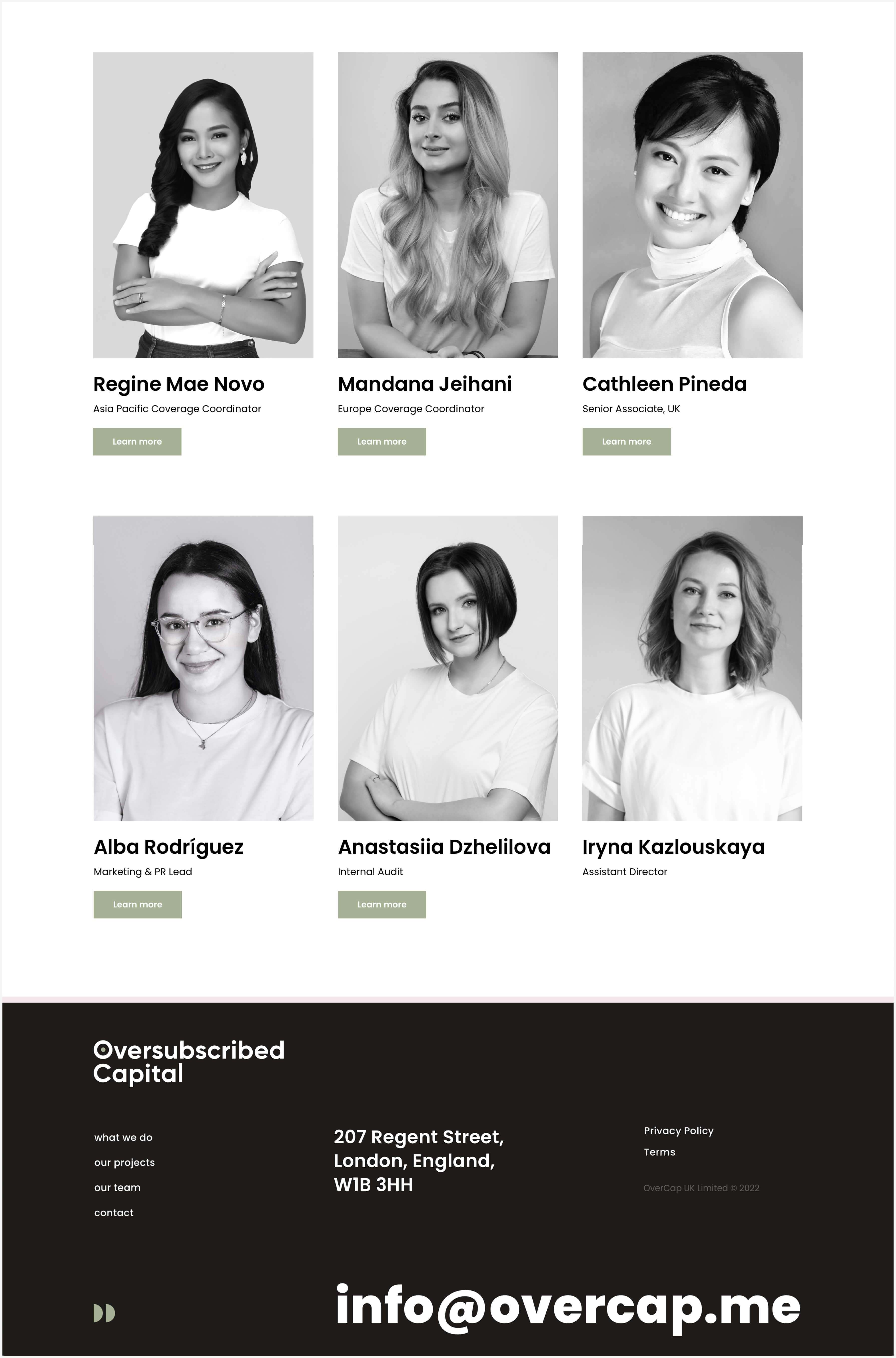 Скриншот страницы our team сайта OverCap